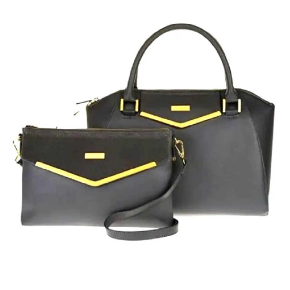 Grey Joy and Iman Genuine leather handbag and crossbody. New without tags.